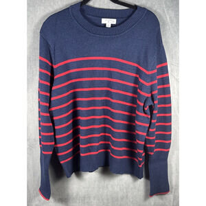 La Ligne Target Navy Blue Red Striped Sweater Women 2X Crew‎ Neck Cashmere Blend